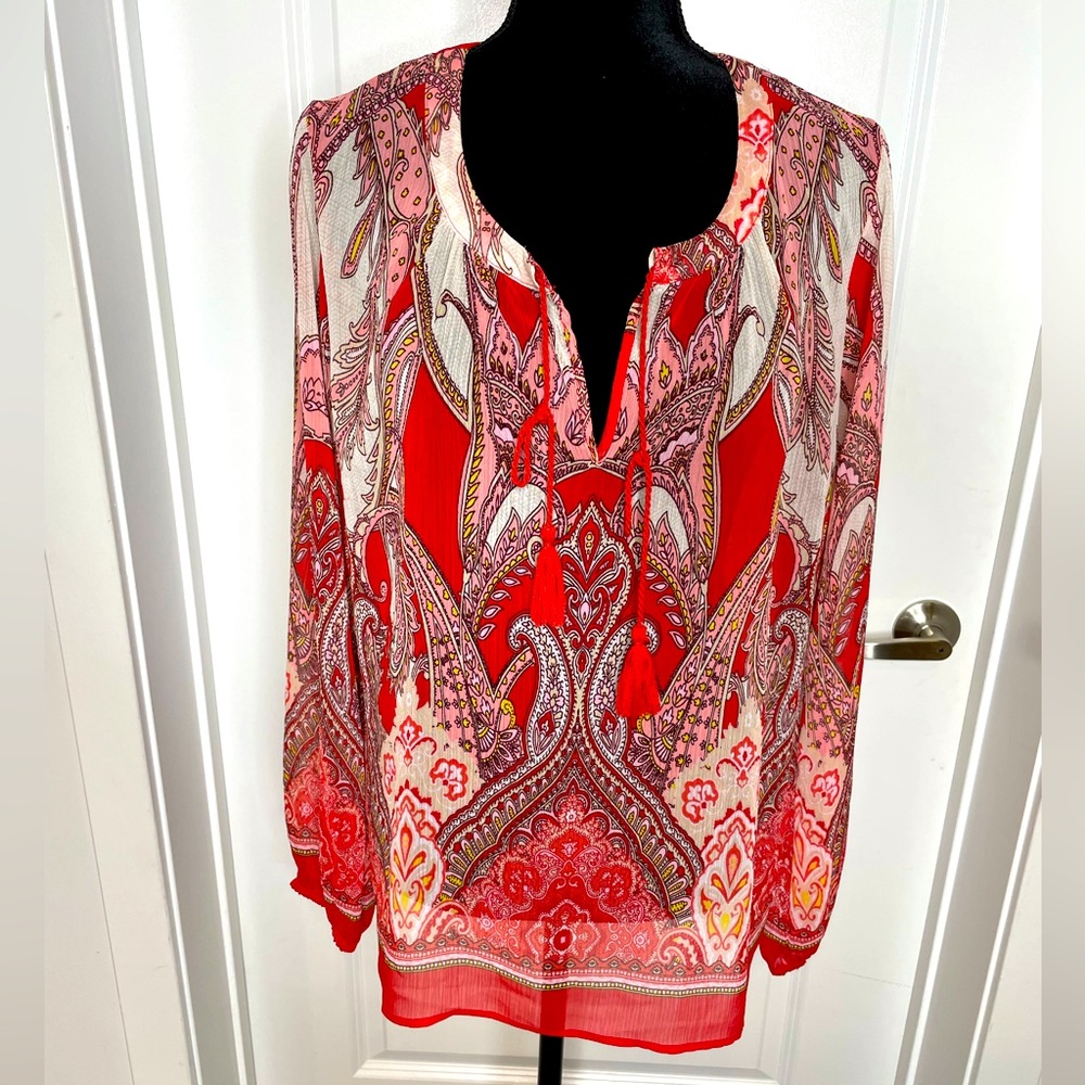 🆕🧣50% OFF🧣ROSE & OLIVE | “NWOT” Sheer Paisley Bohemian w/ Tassels -Size Large